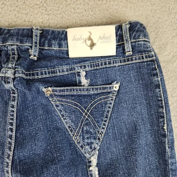 Baby Phat Jeans Junior 11 Bootcut High Rise Stretch Logo Cat Y2K Center Sea - Picture 8 of 11